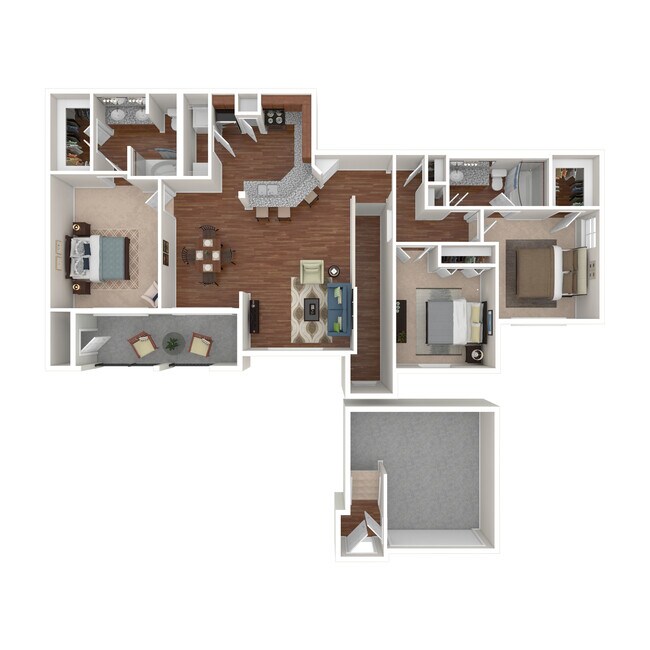 3 Bed 2 Bath 1424 SqFt (1304 Net)  0127 floor plan